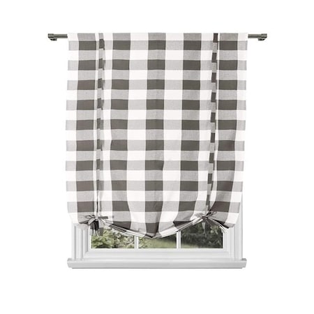 Blackout 365 Blackout 365 AARO 16138D=12 Grommet Curtains - Window Curtain Panel Set - Buffalo Plaid Gingham Checkered - 2 Panels - 37"W x 63"L - Grey AARO 16138D=12